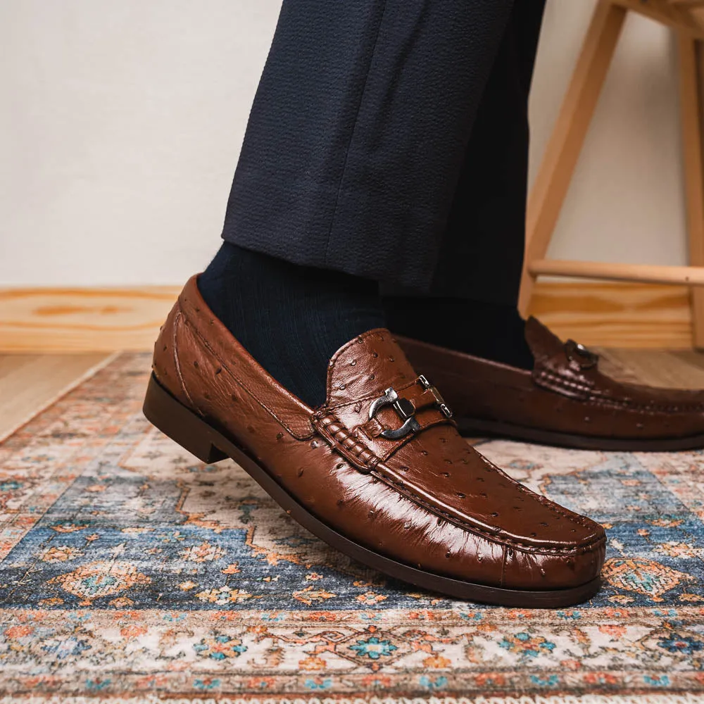 Marco Di Milano Ferrioni in Kango Tabac Ostrich Bit Loafers