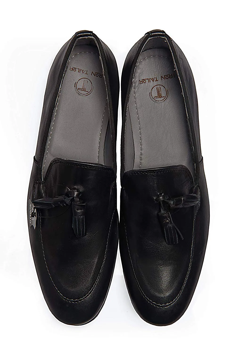 Men's Black Plane Tassel Loafers Genuine Leather