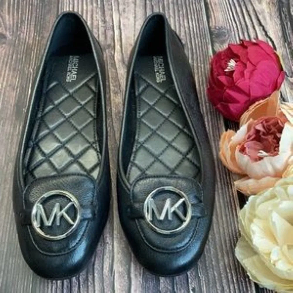 Michael Kors Black Leather Lillie Moccasin Flats 9M