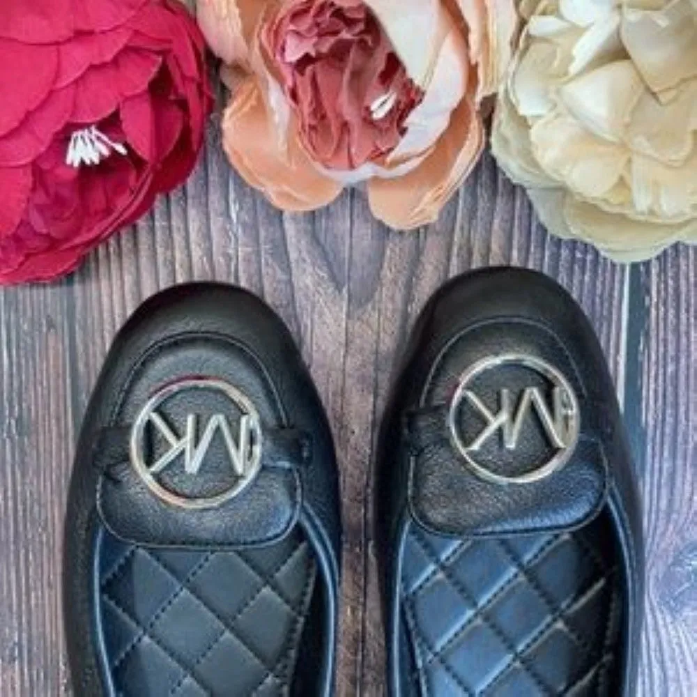 Michael Kors Black Leather Lillie Moccasin Flats 9M