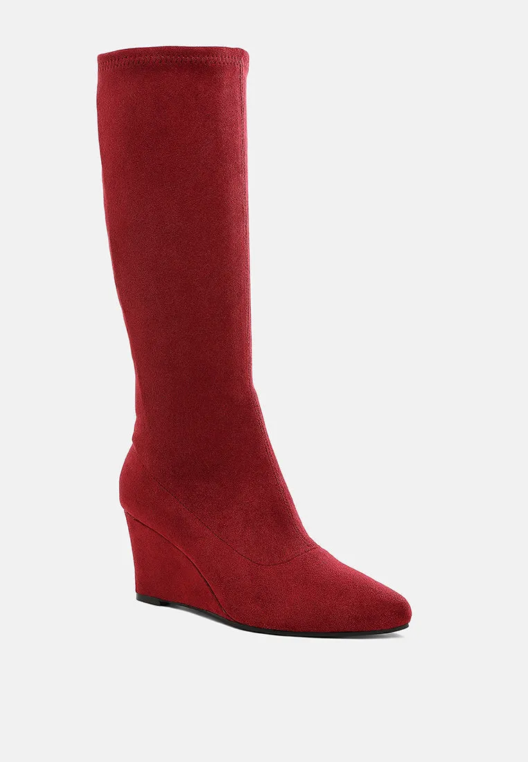 Microfiber Wedge Heel Boots By RUW