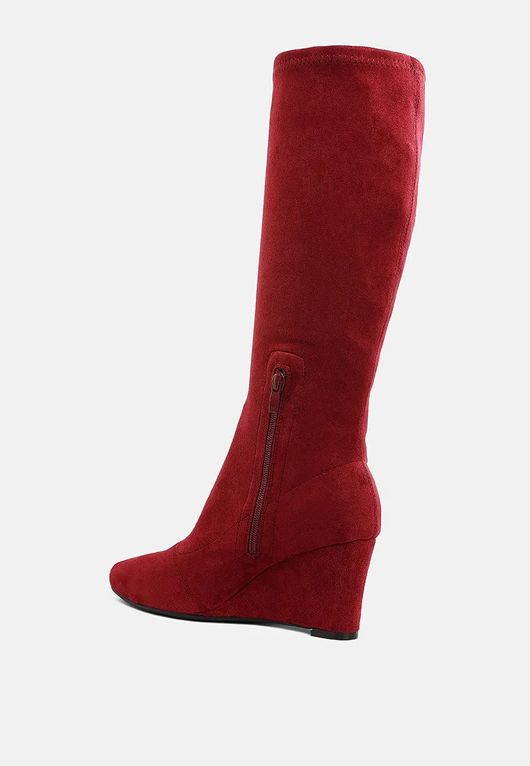 Microfiber Wedge Heel Boots By RUW