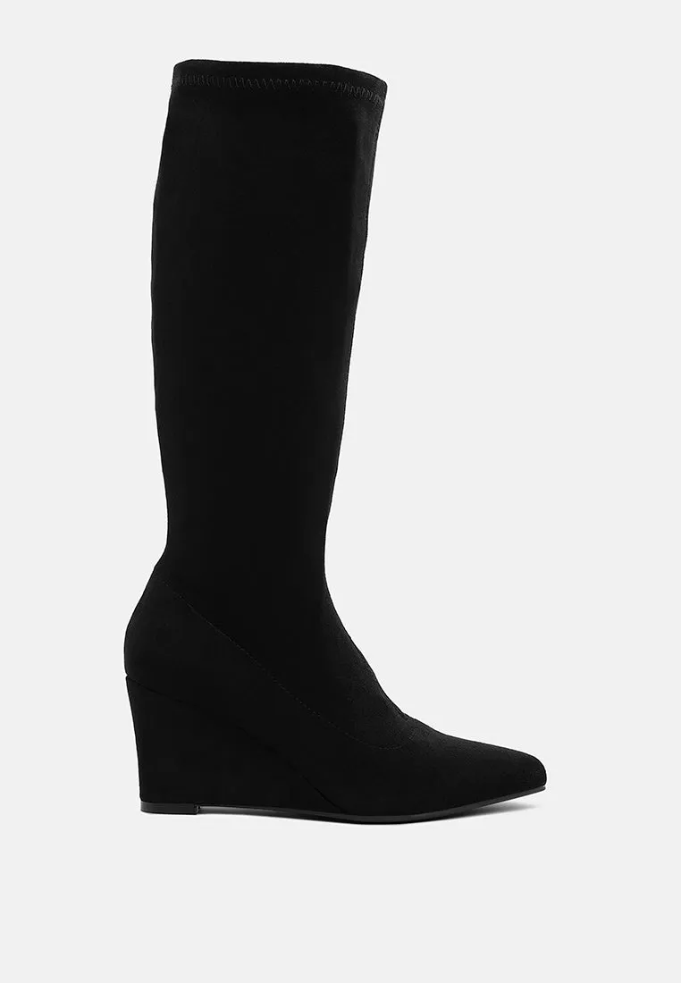 Microfiber Wedge Heel Boots By RUW