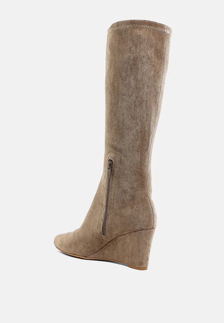 Microfiber Wedge Heel Boots By RUW