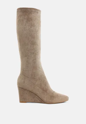 Microfiber Wedge Heel Boots By RUW