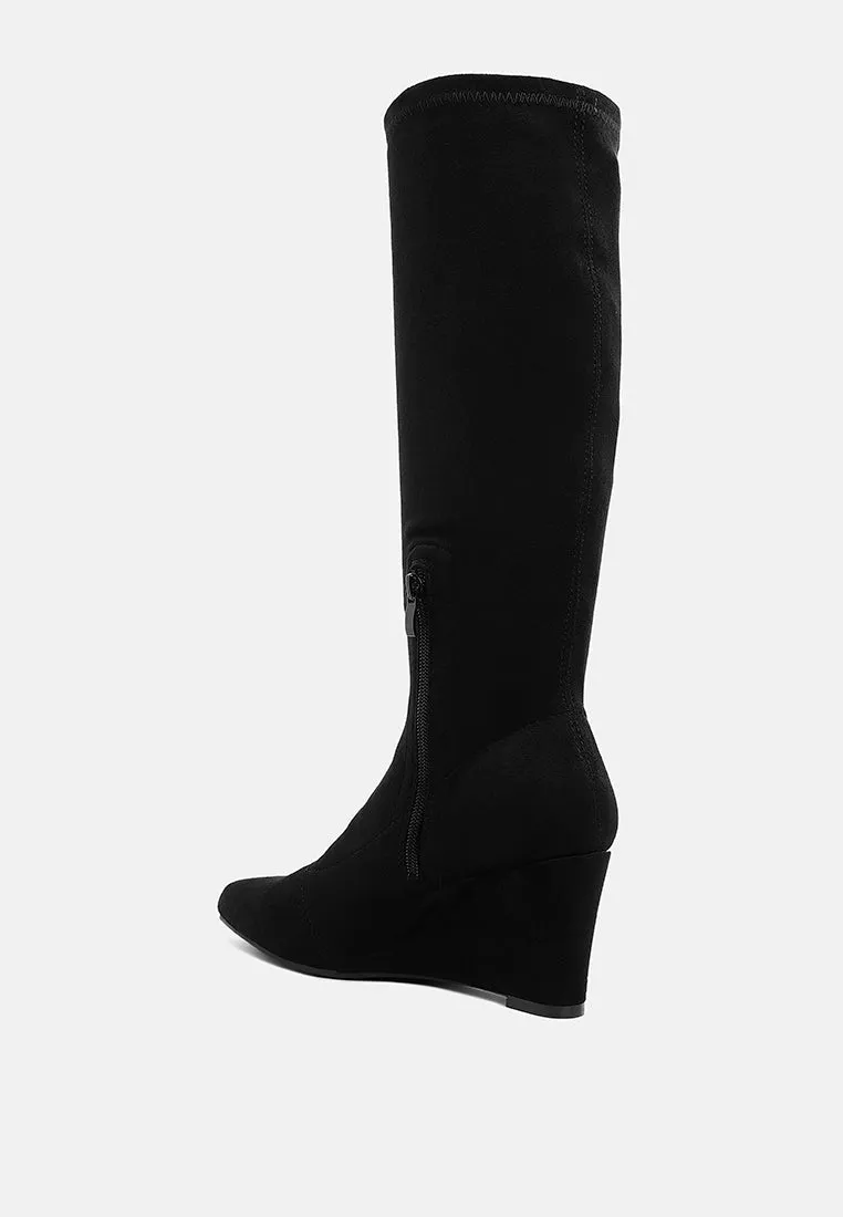 Microfiber Wedge Heel Boots By RUW