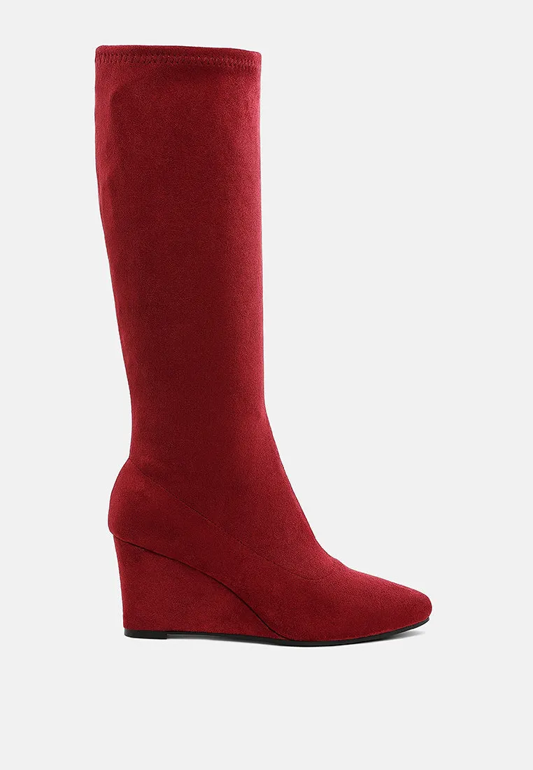 Microfiber Wedge Heel Boots By RUW