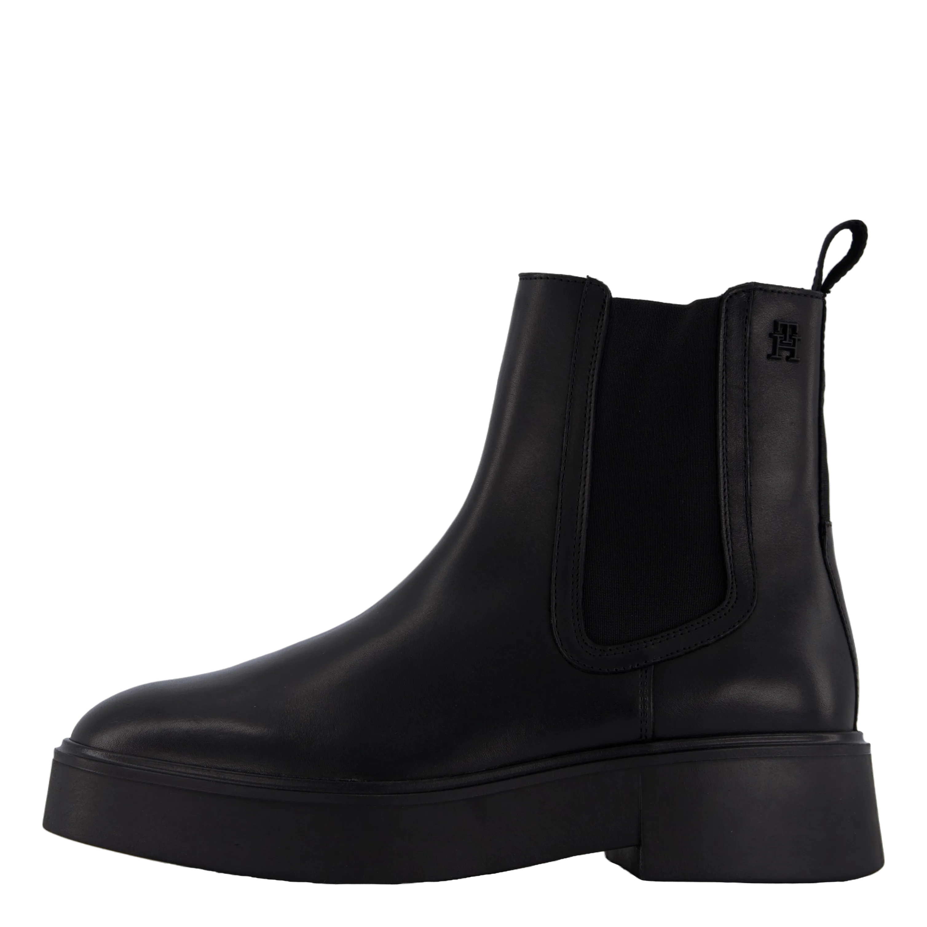 Minimal Leather Chelsea Logota Black