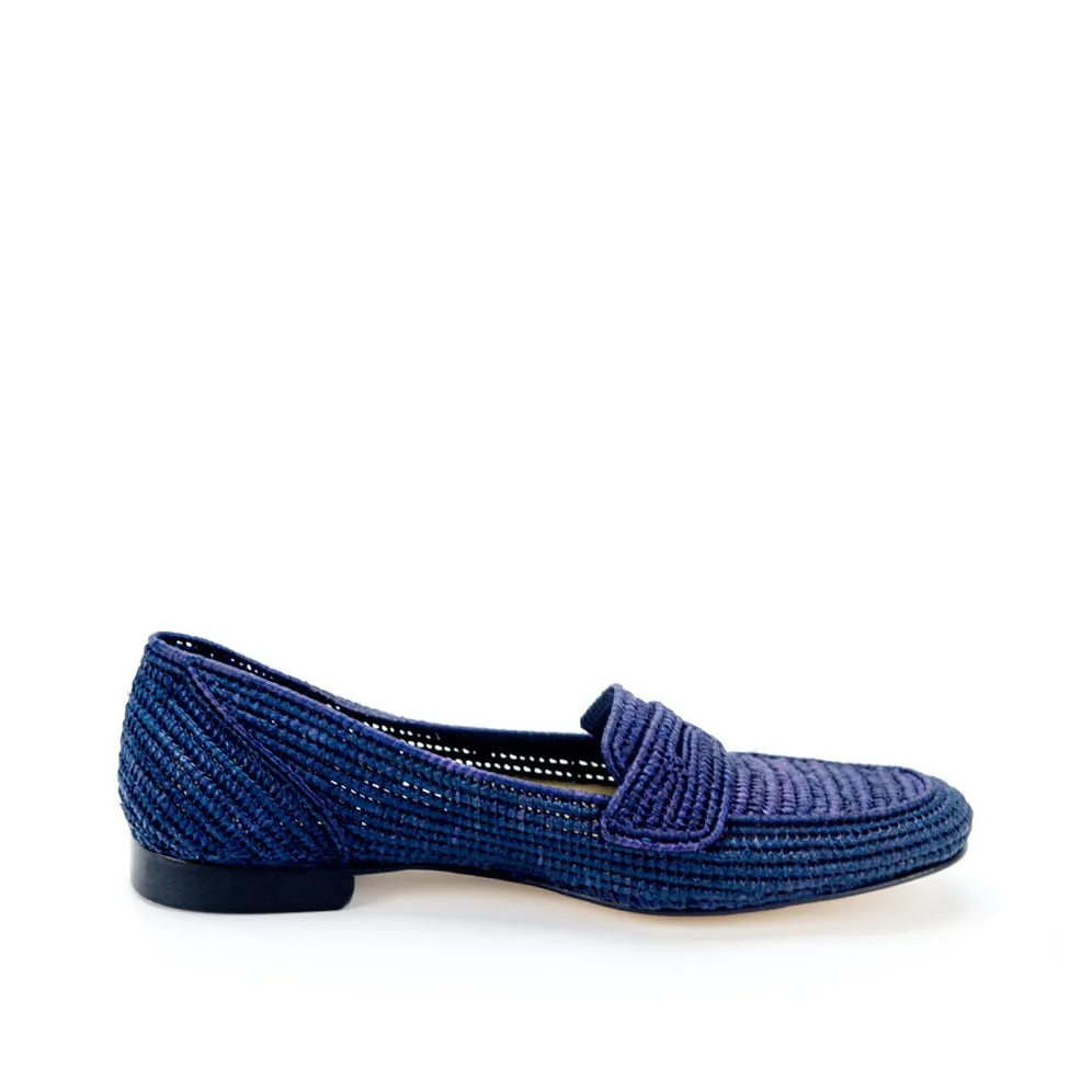 Mocassin Raffia Loafer-Navy