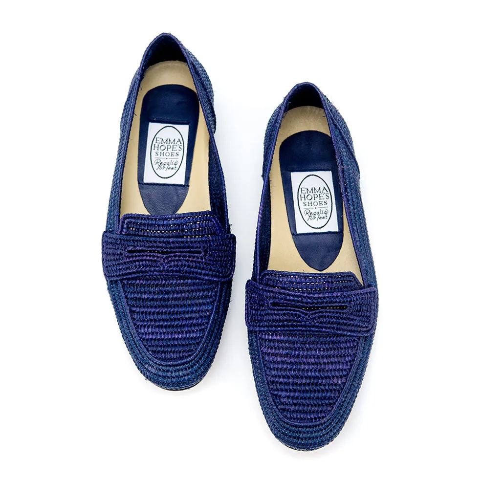 Mocassin Raffia Loafer-Navy
