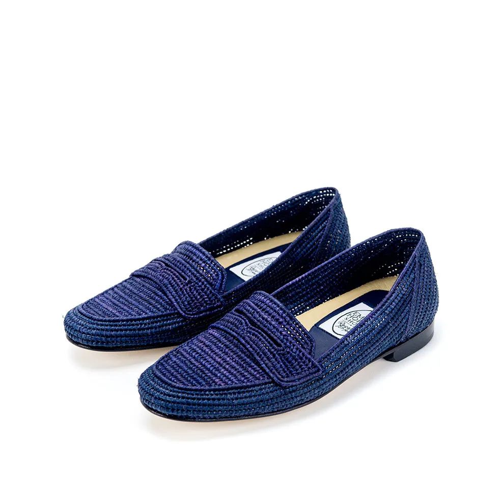 Mocassin Raffia Loafer-Navy