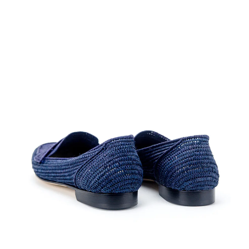Mocassin Raffia Loafer-Navy