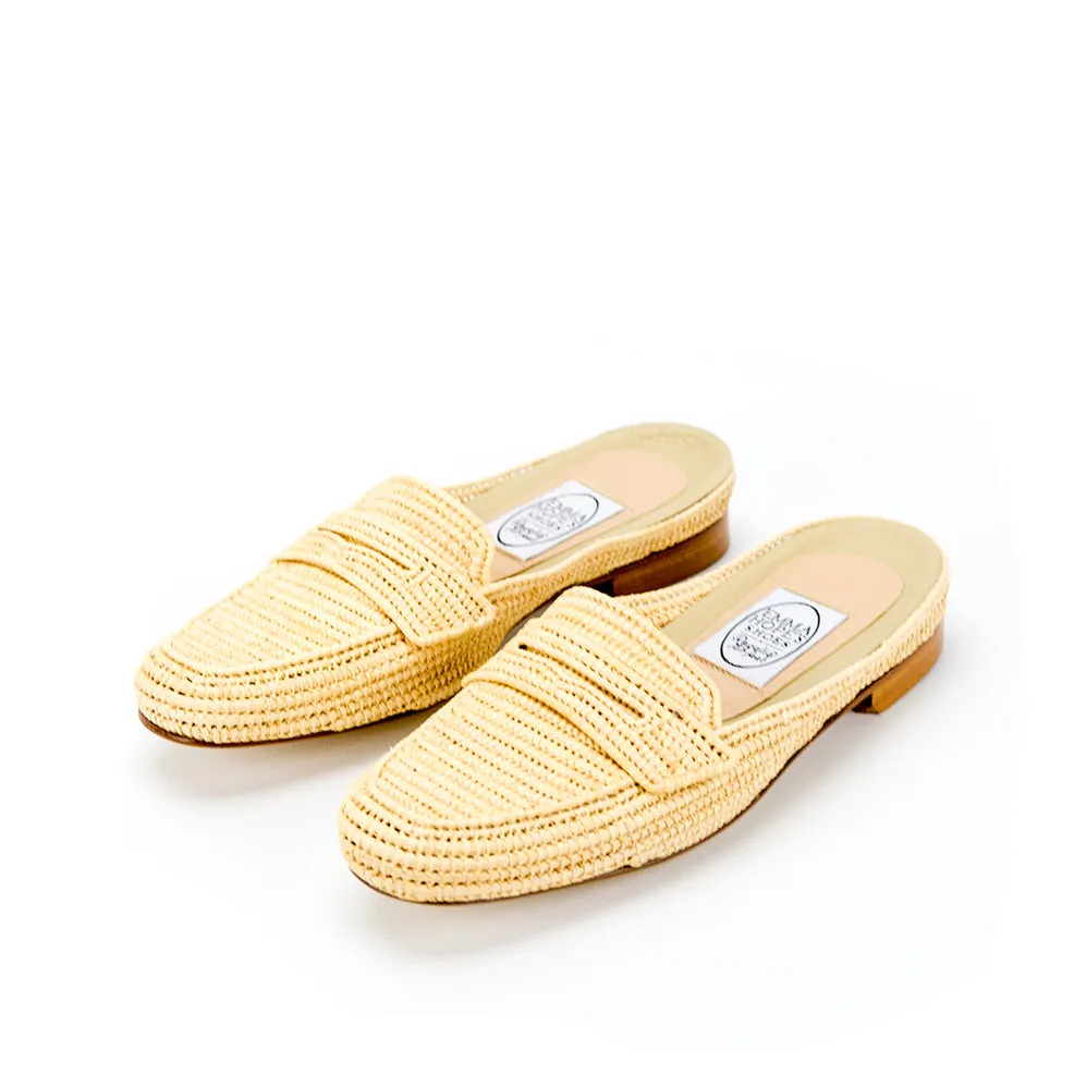 Mocassin Raffia Mule-Natural