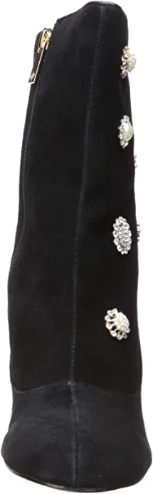 Nanette Lepore Women's Linette Ankle Boot, Black Suede, 7 M US