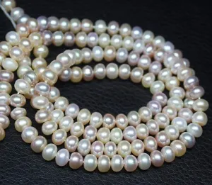 Natural White Pearl Smooth Rondelle Beads 6mm 6.5mm 12inches