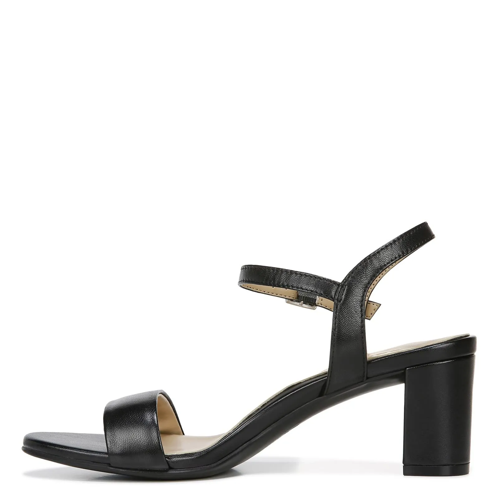 Naturalizer Womens Bristol Ankle Strap Chunky Block Heel Dress Sandal ,Black Smooth ,7M