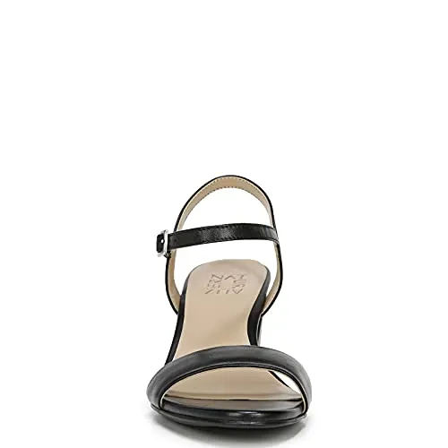 Naturalizer Womens Bristol Ankle Strap Chunky Block Heel Dress Sandal ,Black Smooth ,7M