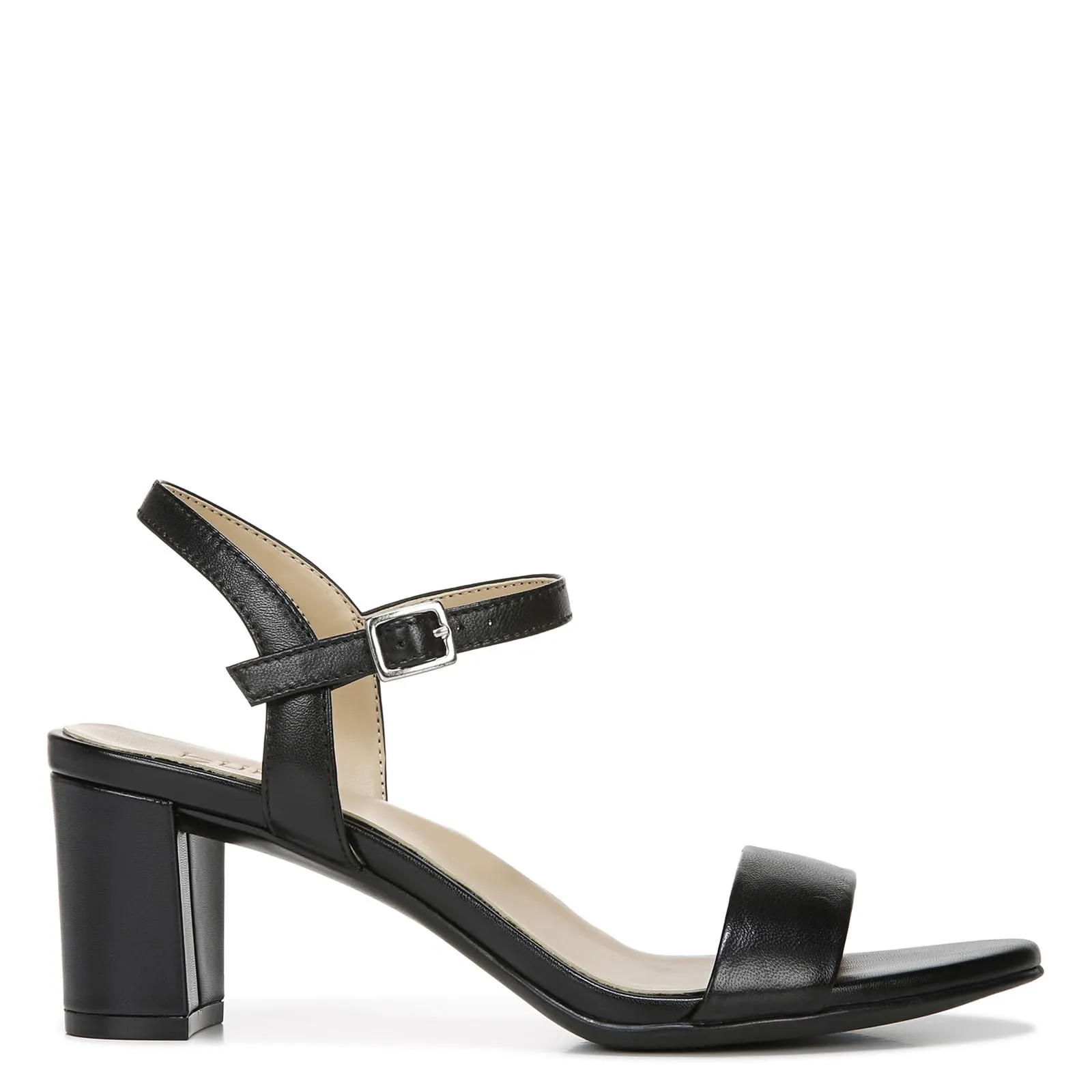 Naturalizer Womens Bristol Ankle Strap Chunky Block Heel Dress Sandal ,Black Smooth ,7M