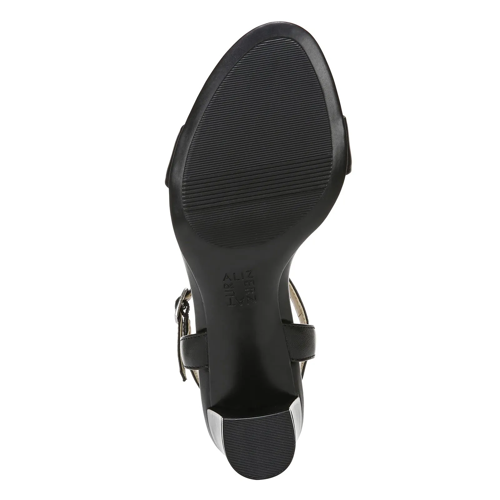 Naturalizer Womens Bristol Ankle Strap Chunky Block Heel Dress Sandal ,Black Smooth ,9M