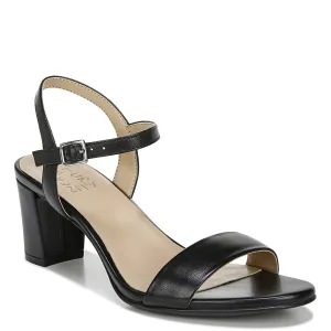 Naturalizer Womens Bristol Ankle Strap Chunky Block Heel Dress Sandal ,Black Smooth ,9M
