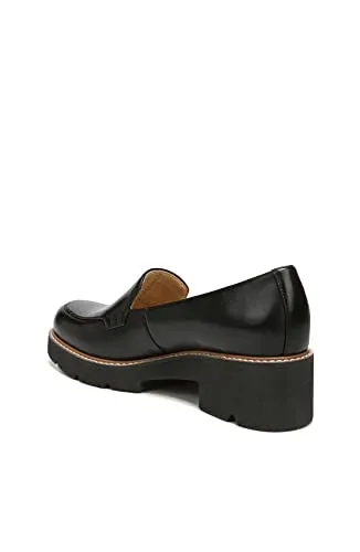 Naturalizer Womens Cabaret Slip On Lightweight Lug Heeled Loafer, Black Smooth, 6.5 M