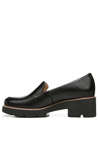Naturalizer Womens Cabaret Slip On Lightweight Lug Heeled Loafer, Black Smooth, 6.5 M
