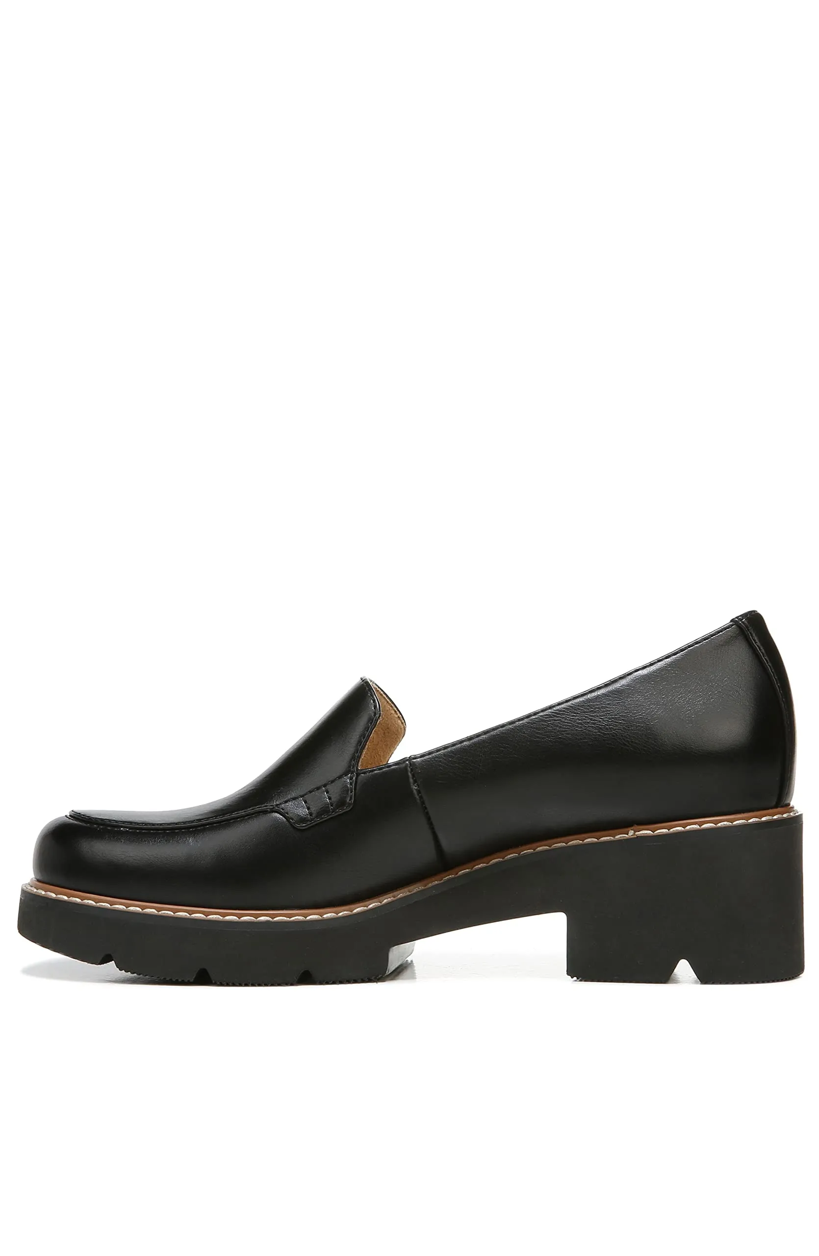 Naturalizer Womens Cabaret Slip On Lightweight Lug Heeled Loafer, Black Smooth, 6.5 M