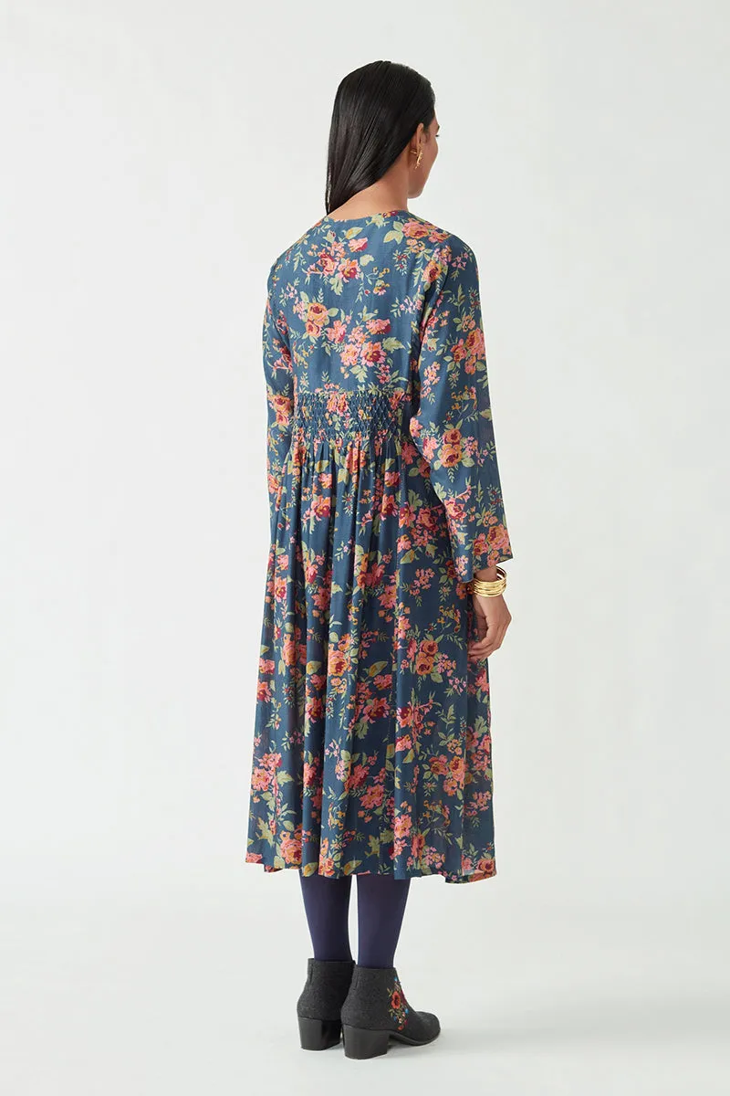 Navy Pepita Printed Dress
