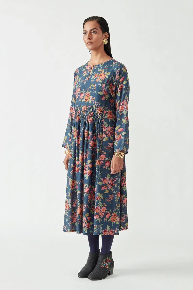 Navy Pepita Printed Dress
