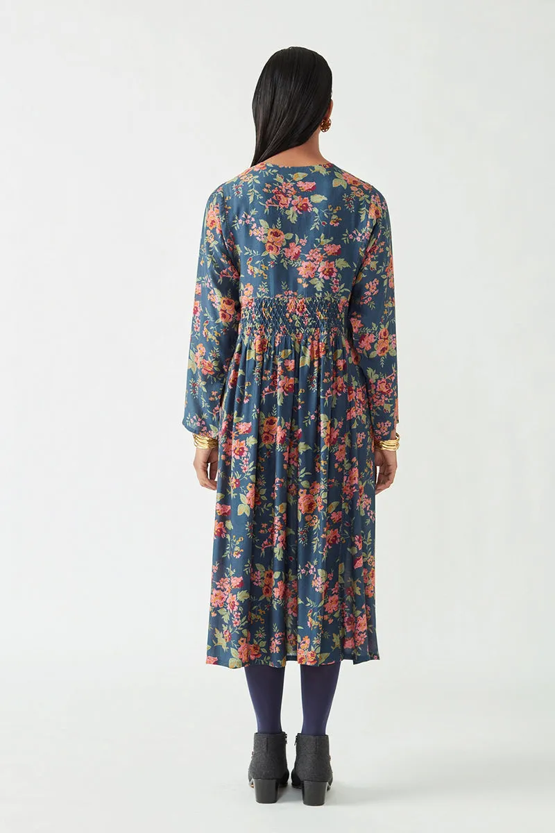 Navy Pepita Printed Dress