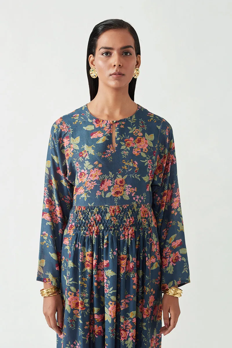 Navy Pepita Printed Dress