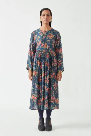 Navy Pepita Printed Dress