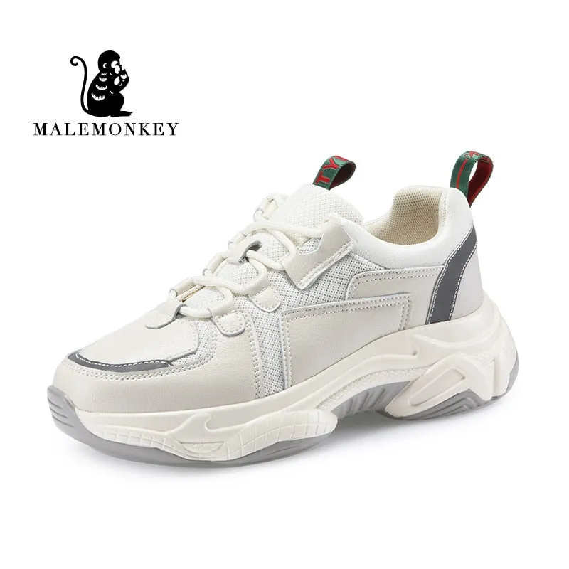 Original Fashion Sport Casual Sneakers Women 2021 Spring Autumn Leather Breathable Comfortable Sneaker Platform Shoes Women Black