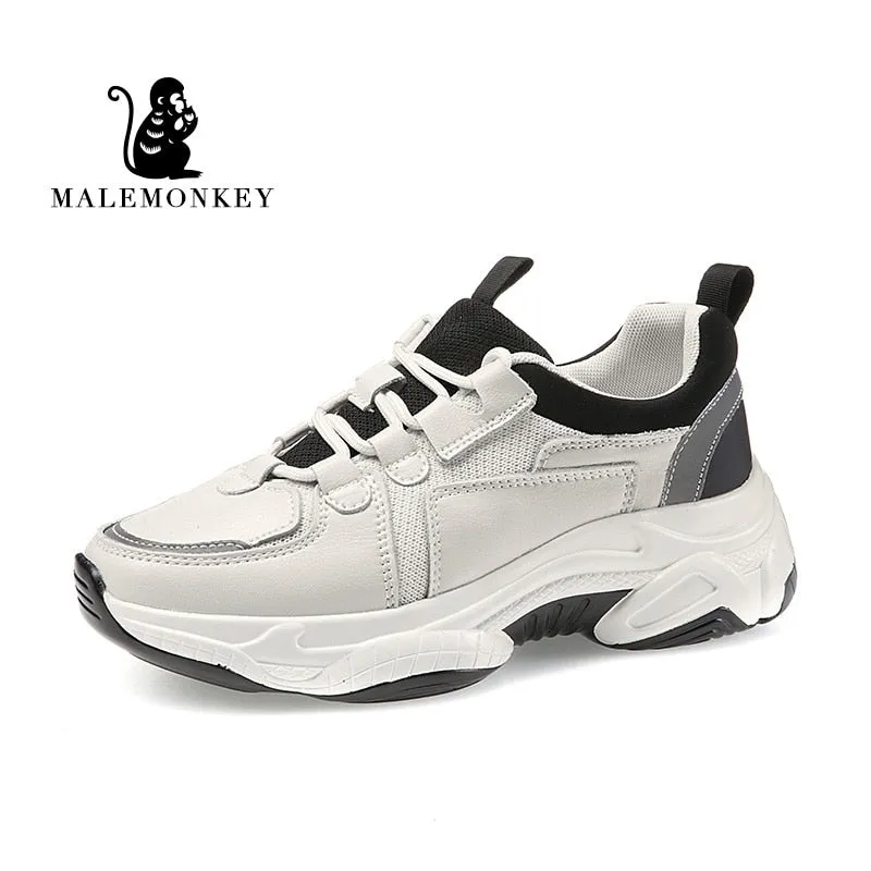 Original Fashion Sport Casual Sneakers Women 2021 Spring Autumn Leather Breathable Comfortable Sneaker Platform Shoes Women Black
