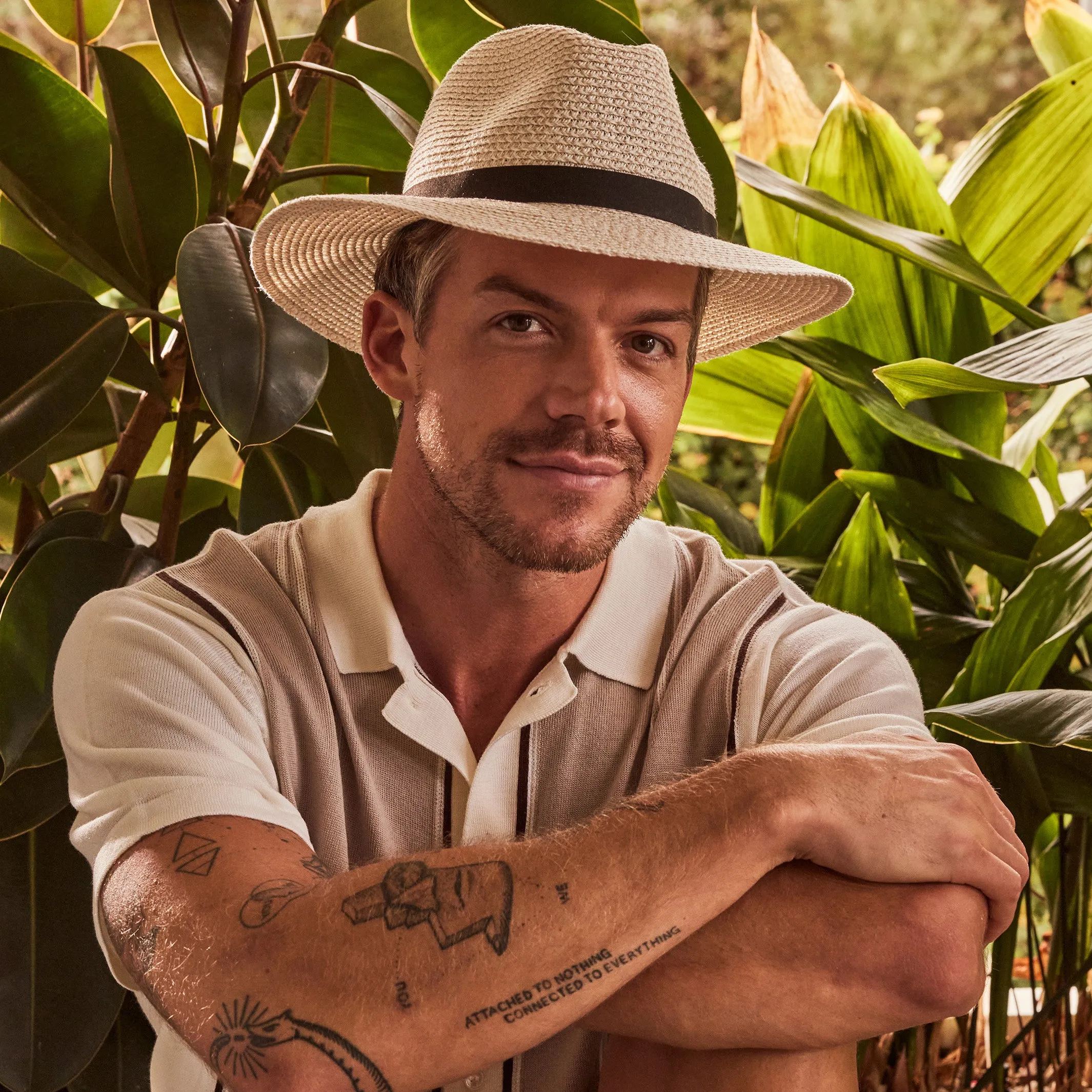 Outback Lightweight Fedora Hat - Ivory/Black