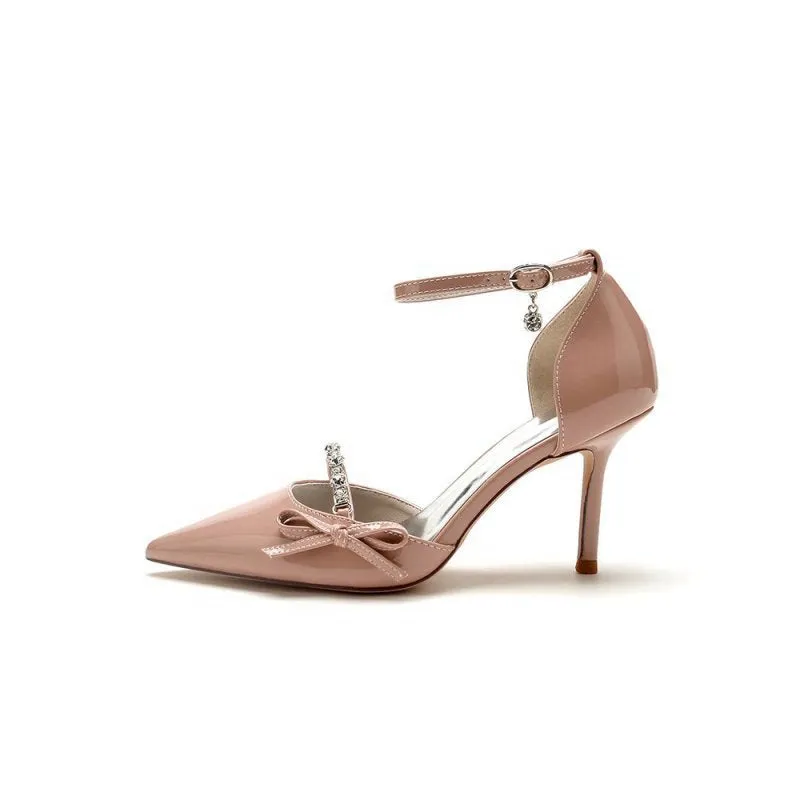 Patent Leather Wedding High Heels with Bow