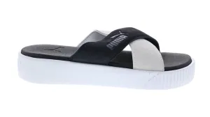 Puma Platform Slide 37510503 Womens Black Suede Slip On Slides Sandals Shoes