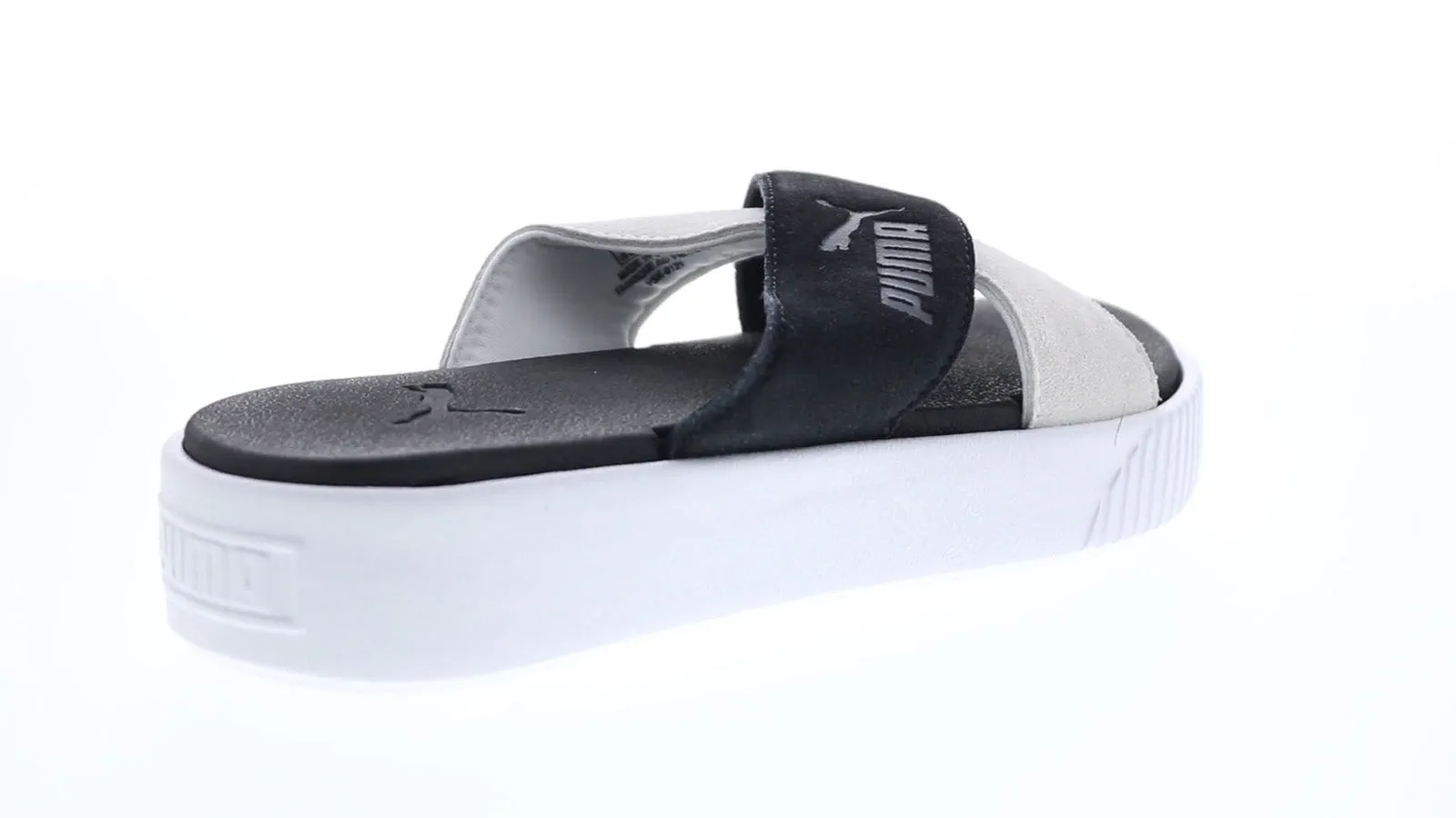 Puma Platform Slide 37510503 Womens Black Suede Slip On Slides Sandals Shoes