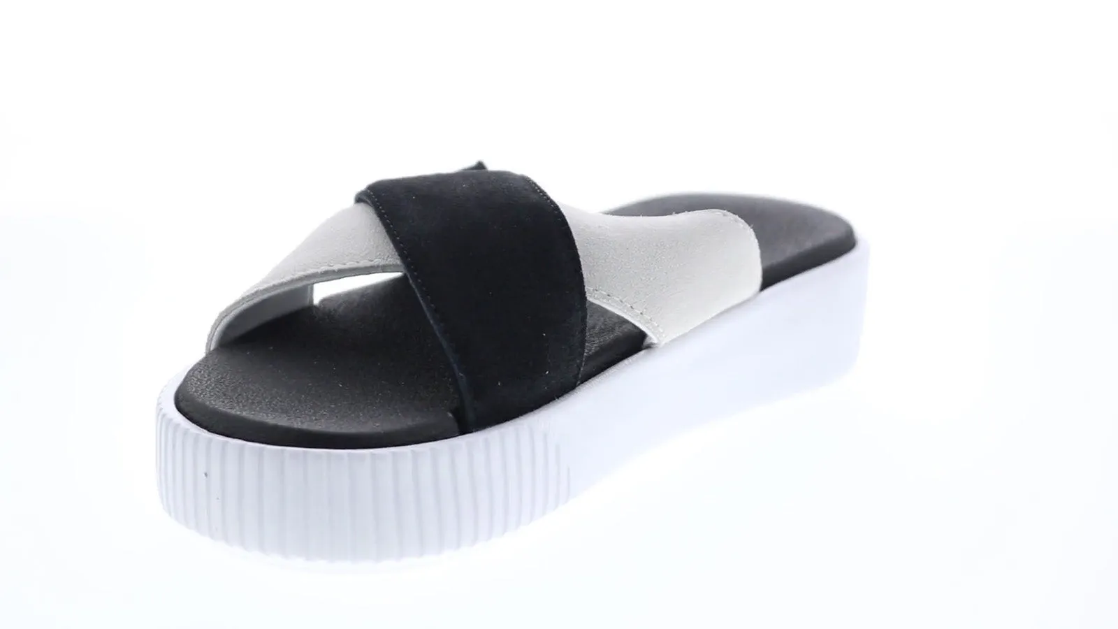Puma Platform Slide 37510503 Womens Black Suede Slip On Slides Sandals Shoes