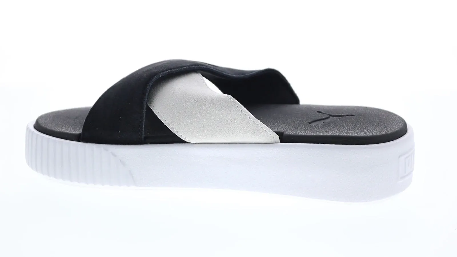 Puma Platform Slide 37510503 Womens Black Suede Slip On Slides Sandals Shoes