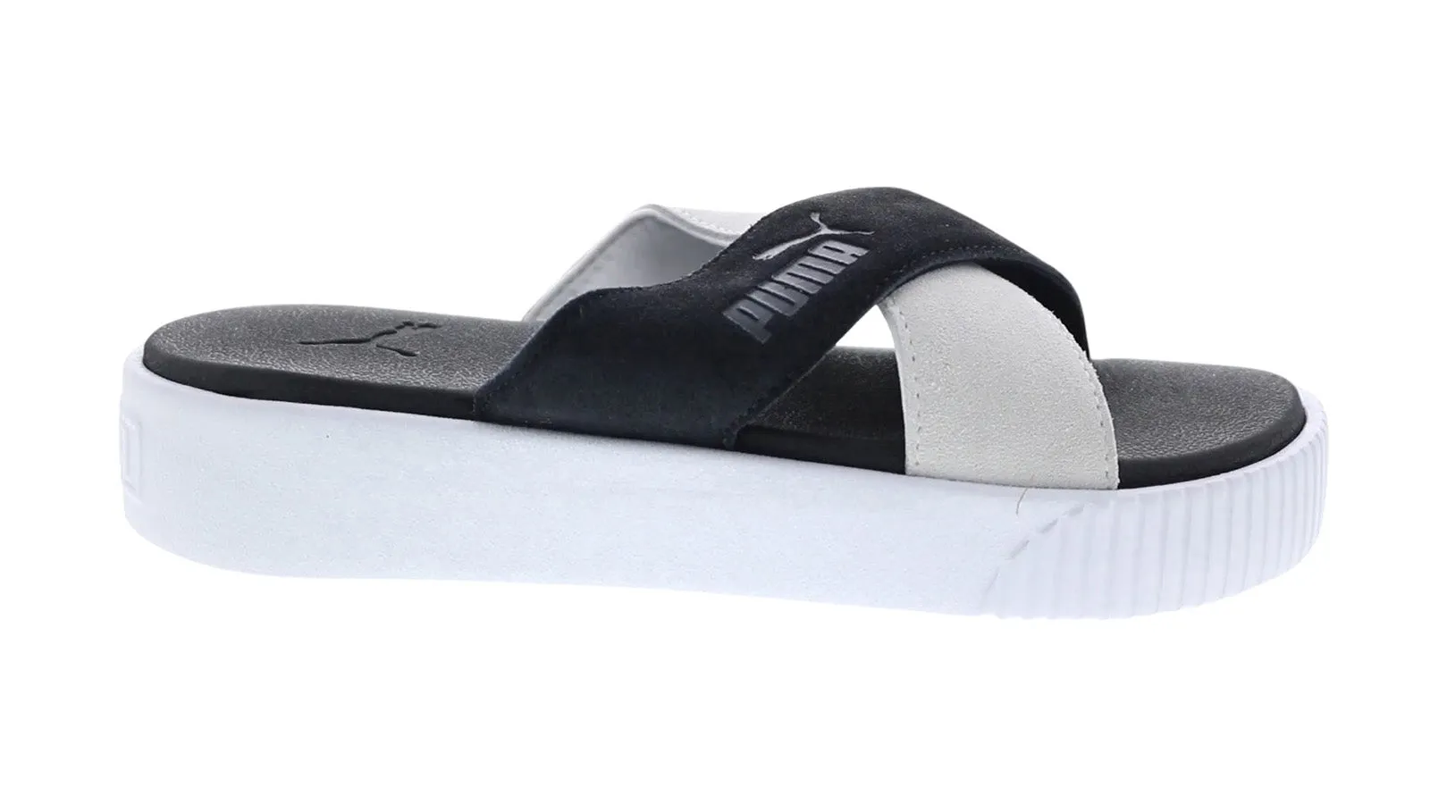 Puma Platform Slide 37510503 Womens Black Suede Slip On Slides Sandals Shoes