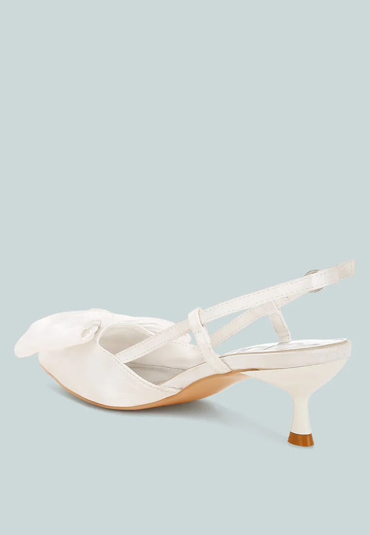 Satin Bow Slingback Sandals by RUW