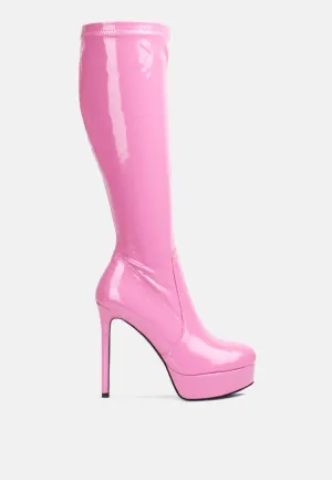 Shawtie High Heel Stretch Patent Calf Boots By Ruw