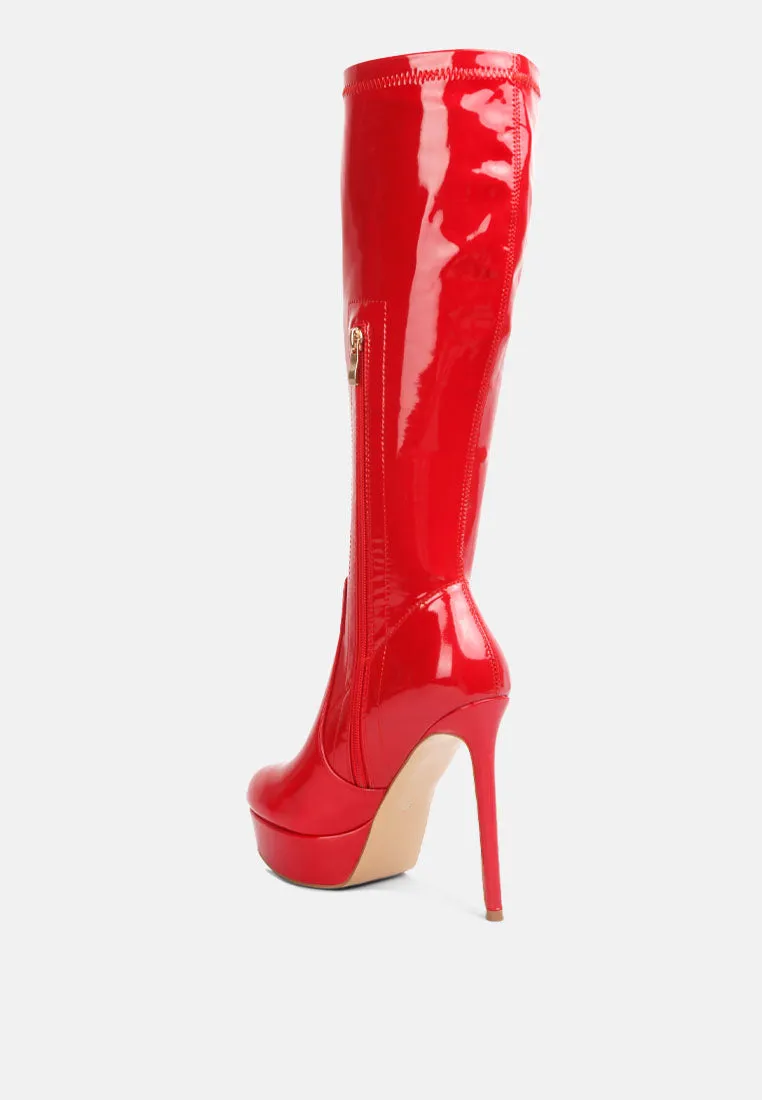 Shawtie High Heel Stretch Patent Calf Boots By Ruw