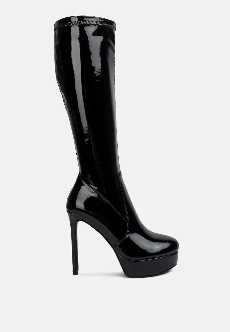 Shawtie High Heel Stretch Patent Calf Boots By Ruw