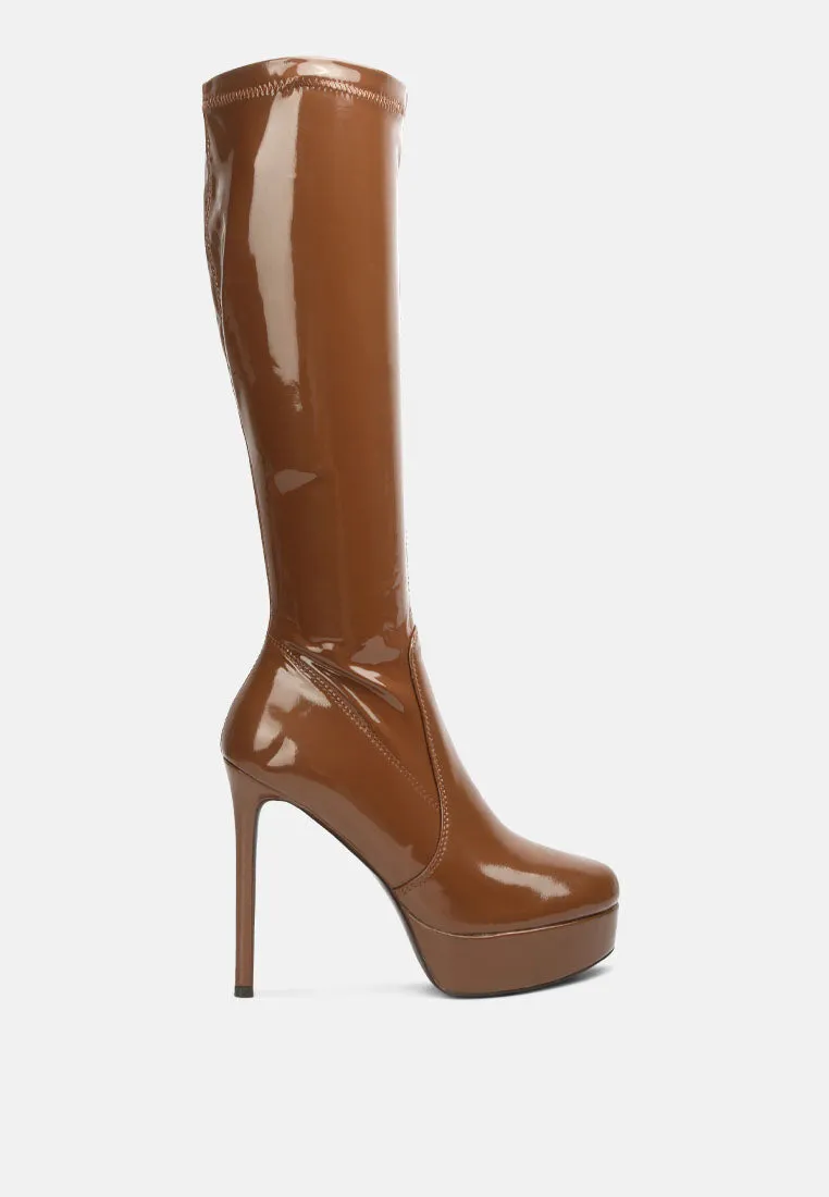 Shawtie High Heel Stretch Patent Calf Boots By Ruw