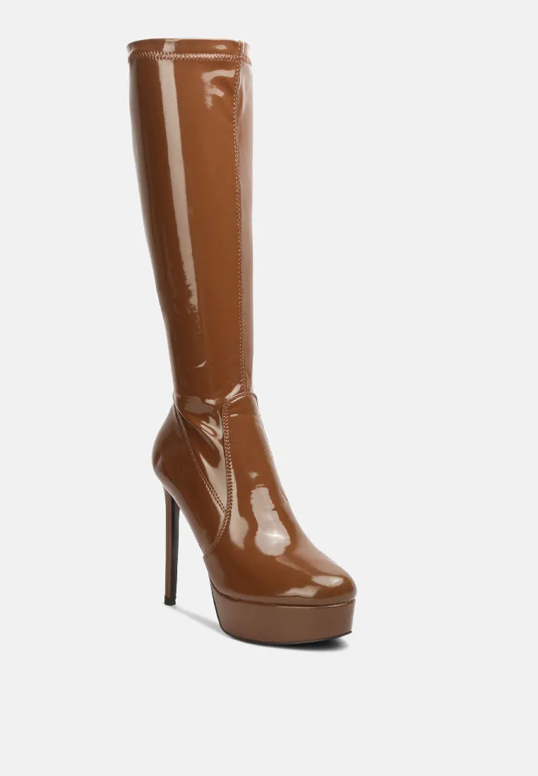 Shawtie High Heel Stretch Patent Calf Boots By Ruw