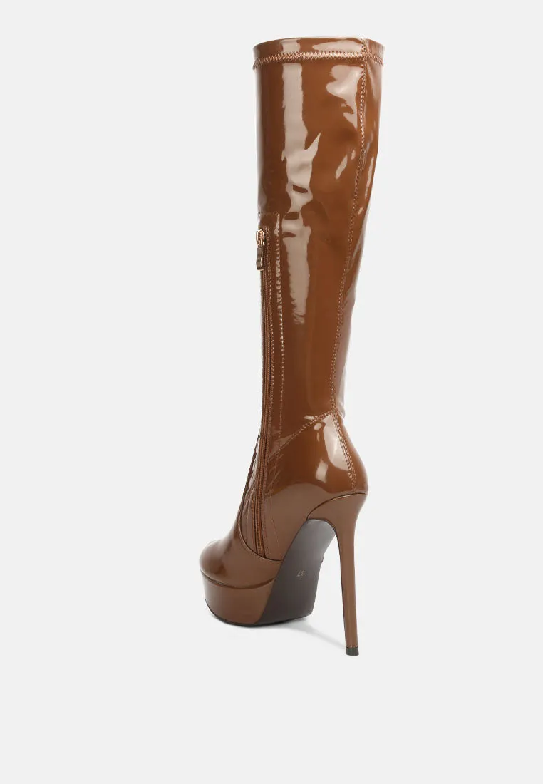 Shawtie High Heel Stretch Patent Calf Boots By Ruw