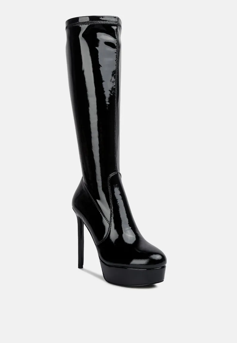 Shawtie High Heel Stretch Patent Calf Boots By Ruw