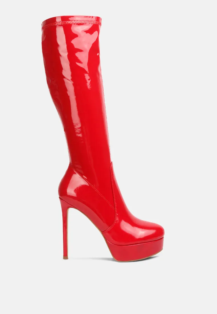 Shawtie High Heel Stretch Patent Calf Boots By Ruw